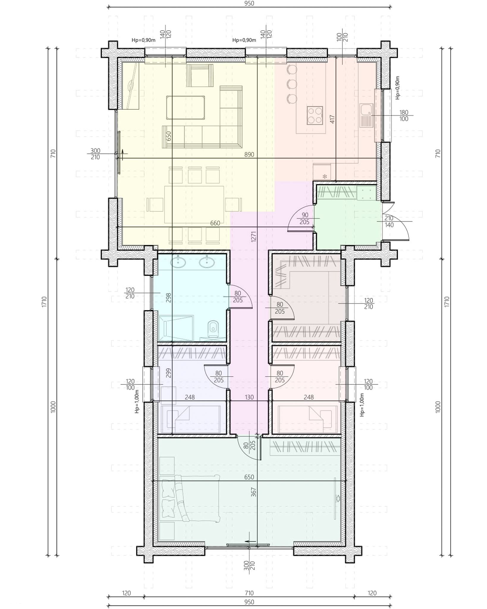 Parterowy powyżej 70m2 wariant 5 lustro