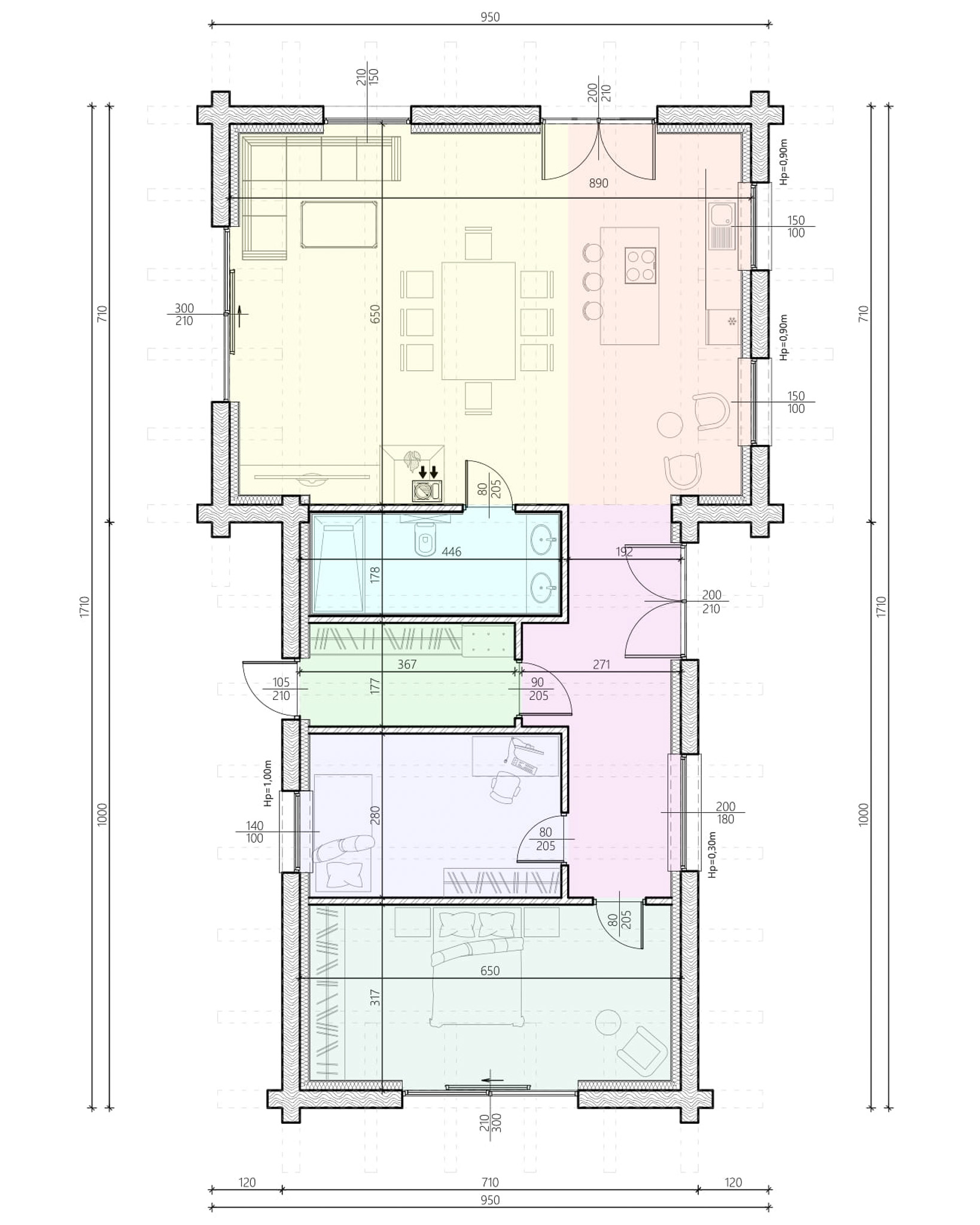 Parterowy powyżej 70m2 wariant 1 lustro