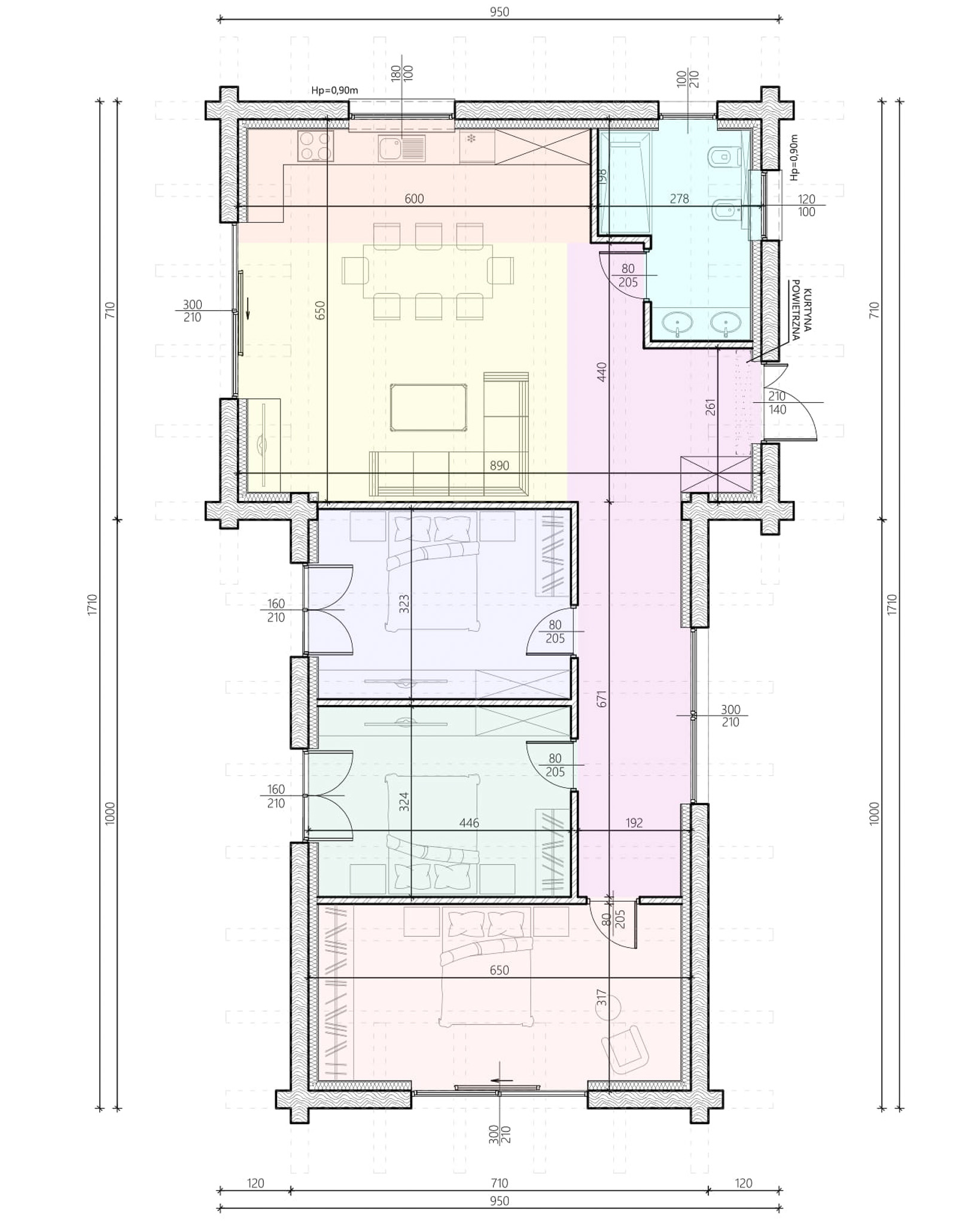 Parterowy powyżej 70m2 wariant 2 lustro