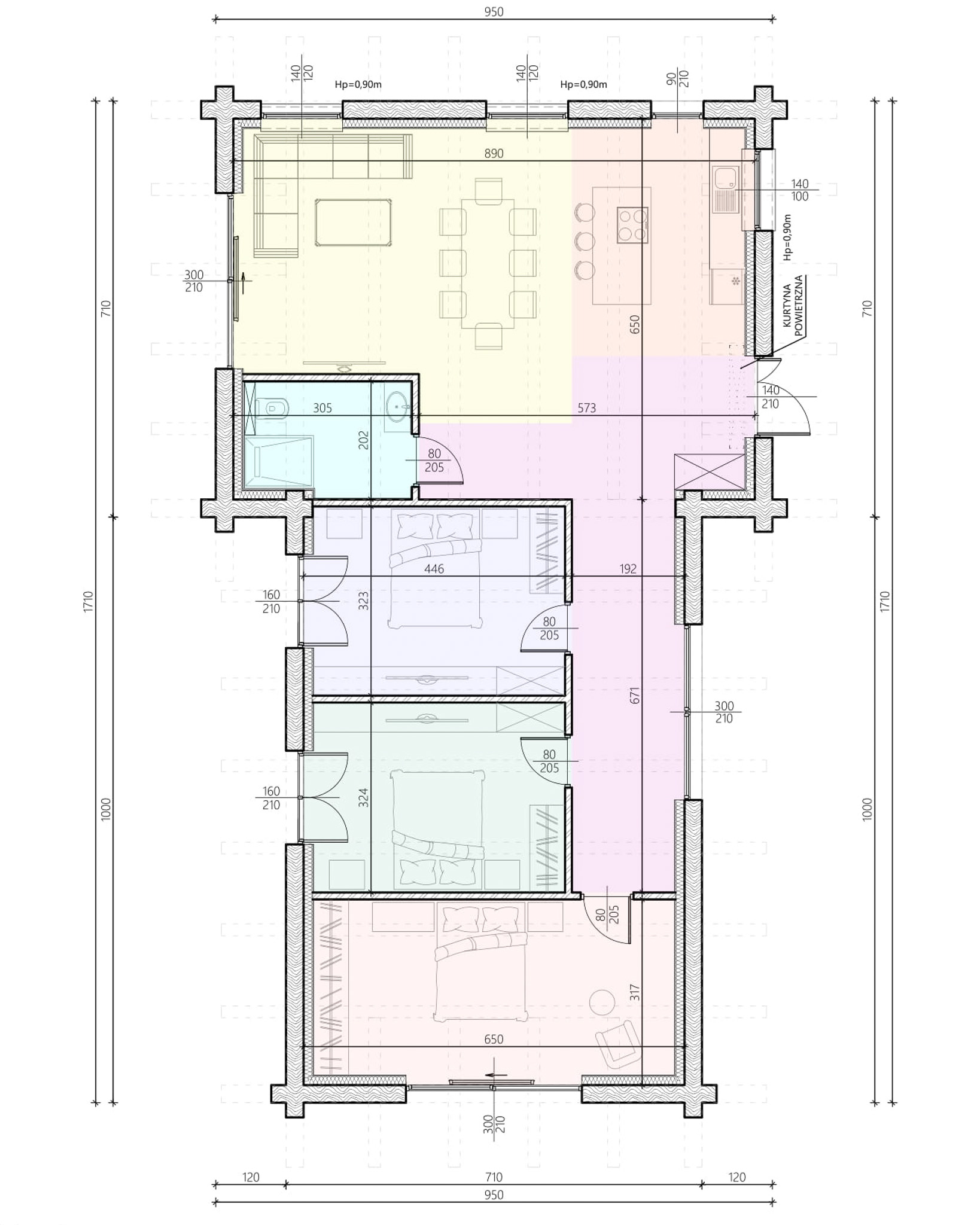 Parterowy powyżej 70m2 wariant 3 lustro