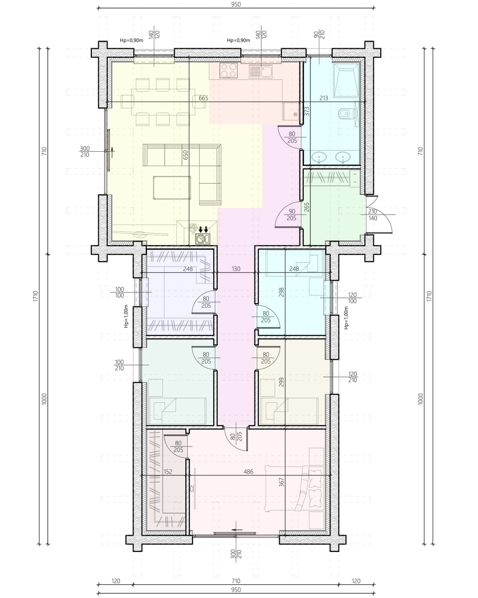 Parterowy powyżej 70m2 wariant 4 lustro